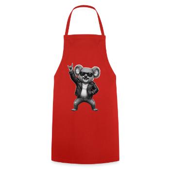 Heavy Metal Rocker Fan de musique Hard Rock Koala Loud - Tablier de cuisine - rouge - Devant - AI Model Male 185 dark (185cm)