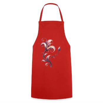 Fantasy Flower Elegant Ornament - Cooking Apron - red - Front - AI Model Male 185 dark (185cm)