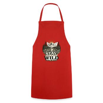 Stay Wild | Outdoor Nature Design - Kochschürze - Rot - Vorne - AI Model Male 185 dark (185cm)