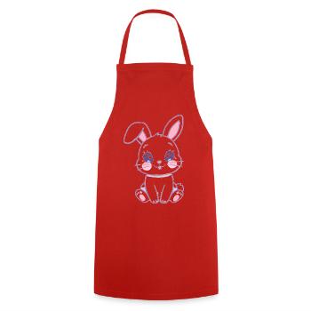 Kawaii Bunny Pastel Shine - Cooking Apron - red - Front - AI Model Male 185 dark (185cm)