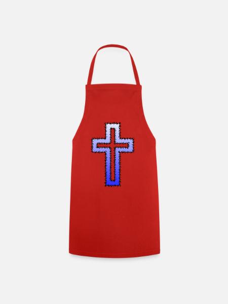 Blaues Jesus Kreuz - Kochschürze - Rot