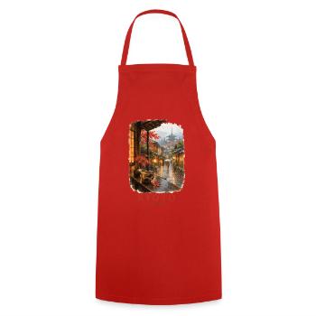 Kyoto Japan Vintage Frühlingsanhänger - Kochschürze - Rot - Vorne - AI Model Male 185 dark (185cm)