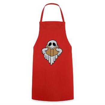 Book-reading funny ghost - Cooking Apron - red - Front - AI Model Male 185 dark (185cm)