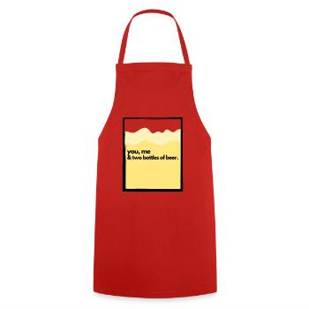 You, Me & Two Bottles of Beer - Cooking Apron - red - Front - AI Model Male 185 dark (185cm)