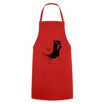 000470 Katzengesicht - Kochschürze - Rot - Vorne - AI Model Male 185 dark (185cm)