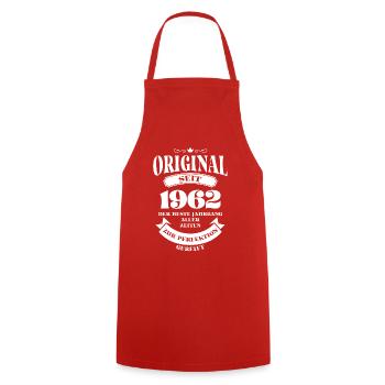 Vintage Original Design Geburtstag Jahrgang 1962 - Kochschürze - Rot - Vorne - AI Model Male 185 dark (185cm)