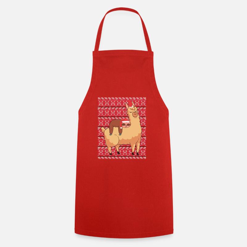 Pull de Noël laid paresseux avec alpaga - Tablier de cuisine - rouge
