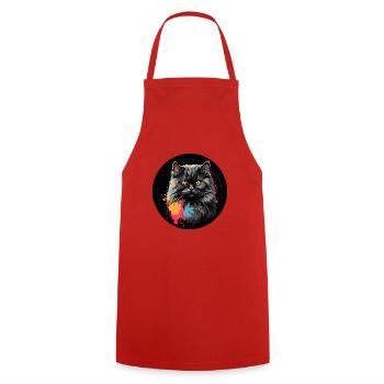 Portrait mignon de chat persan avec des éclaboussures de couleur - Tablier de cuisine - rouge - Devant - AI Model Male 185 dark (185cm)