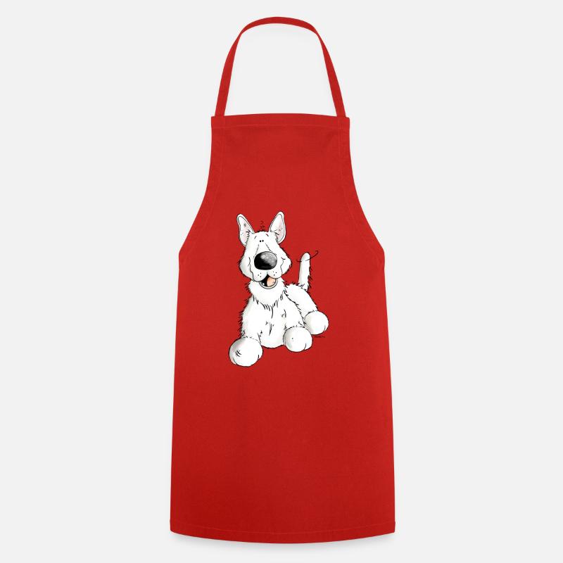Weißer Deutscher Schäferhund - Weiß - Hund - Kochschürze - Rot