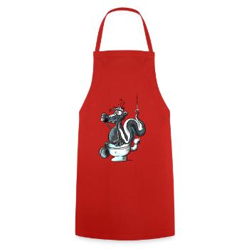 Smelling Skunk - Cooking Apron - red - Front - AI Model Male 185 dark (185cm)