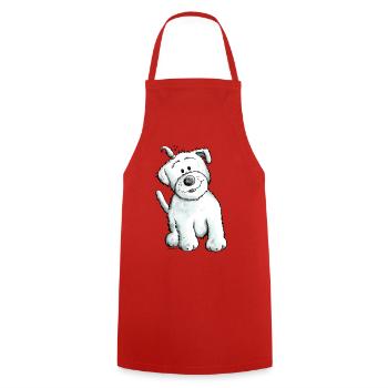 Cute Malteser - Cooking Apron - red - Front - AI Model Male 185 dark (185cm)