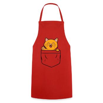Bébé Chaton Mignon en poche. Cadeau Mignon - Tablier de cuisine - rouge - Devant - AI Model Male 185 dark (185cm)