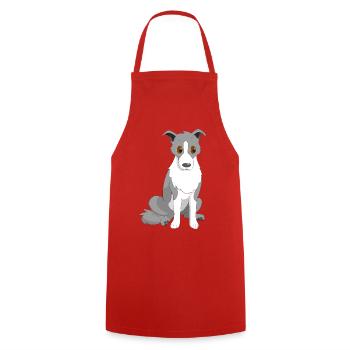 Border Collie Œil latéral - Tablier de cuisine - rouge - Devant - AI Model Male 185 dark (185cm)