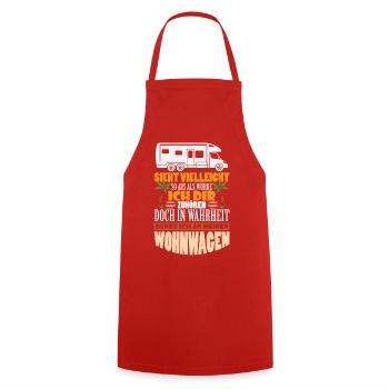Camper Camping Caravan Saying - Cooking Apron - red - Front - AI Model Male 185 dark (185cm)