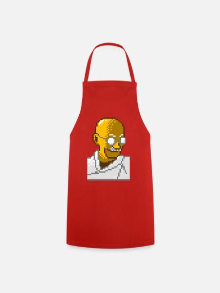 8bit pixel gandhi - Cooking Apron - red