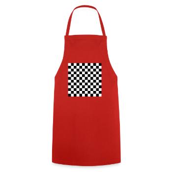 Carré d’échecs noir et blanc - Tablier de cuisine - rouge - Devant - AI Model Male 185 dark (185cm)