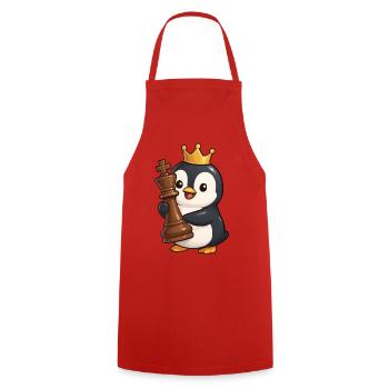 Cute Penguin Chess Figure King Queen Brain Teaser - Cooking Apron - red - Front - AI Model Male 185 dark (185cm)