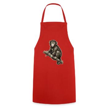 Illustration de singe dans un style vintage - Tablier de cuisine - rouge - Devant - AI Model Male 185 dark (185cm)
