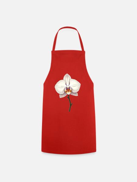 Weisse Orchidee - Kochschürze - Rot