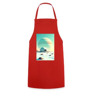 retro futuristic space landscapes 1960s aesthetic - Cooking Apron - red - Front - AI Model Male 185 dark (185cm)