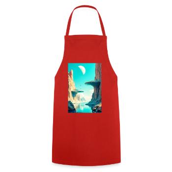 Humanity Finally Finds Its New Home in Space - Cooking Apron - red - Front - AI Model Male 185 dark (185cm)
