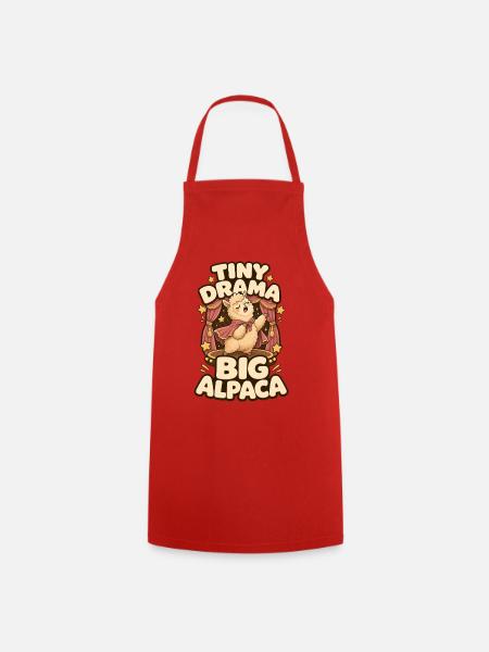 Tiny Drama Big Alpaca Alpaka - Cooking Apron - red
