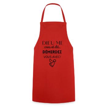 D - Tablier de cuisine - rouge - Devant - AI Model Male 185 dark (185cm)