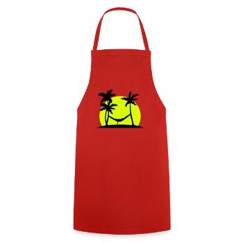 Hammock in Paradise - Cooking Apron - red - Front - AI Model Male 185 dark (185cm)