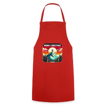 Père Noël sur la montagne avec ciel étoilé - Tablier de cuisine - rouge - Devant - AI Model Male 185 dark (185cm)
