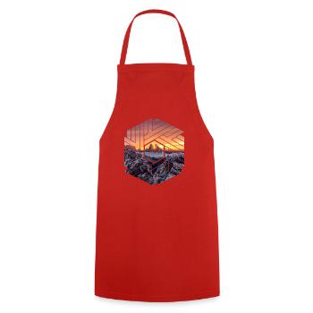 Drei Zinnen Dolomiten Berglandschaft - Kochschürze - Rot - Vorne - AI Model Male 185 dark (185cm)
