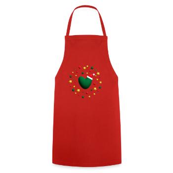 Weihnachtsherz in Grün mit Sternen. - Kochschürze - Rot - Vorne - AI Model Male 185 dark (185cm)