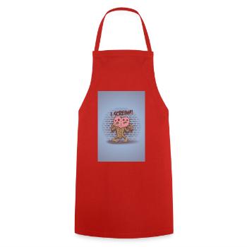 I scream Poster - Cooking Apron - red - Front - AI Model Male 185 dark (185cm)