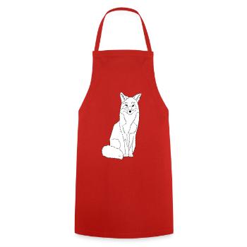 happy fox in black and white - Cooking Apron - red - Front - AI Model Male 185 dark (185cm)