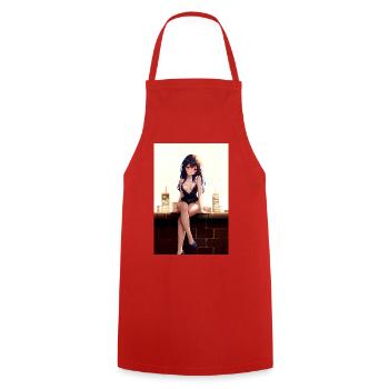 City Night Girl – Anime style with a rooftop feeling - Cooking Apron - red - Front - AI Model Male 185 dark (185cm)