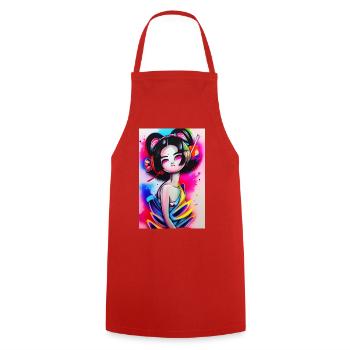 Neon Geisha Graffiti Porträt - Kochschürze - Rot - Vorne - AI Model Male 185 dark (185cm)