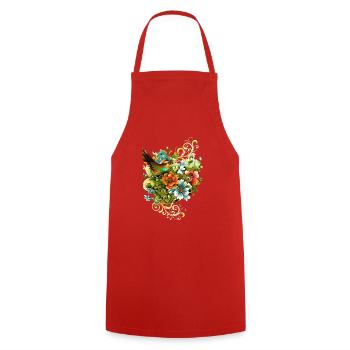 La beauté des oiseaux et des fleurs ensemble. - Tablier de cuisine - rouge - Devant - AI Model Male 185 dark (185cm)