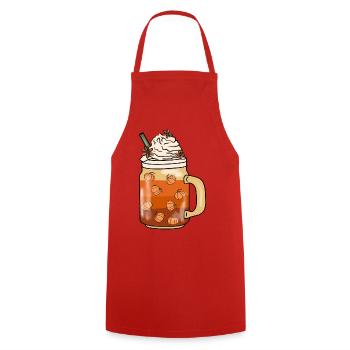Kürbis Herbst Getränk Kaffee Sahne Latte Zimt - Kochschürze - Rot - Vorne - AI Model Male 185 dark (185cm)