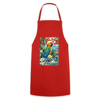 Perroquet dans la jungle Le monde regorge de merveilles - Tablier de cuisine - rouge - Devant - AI Model Male 185 dark (185cm)