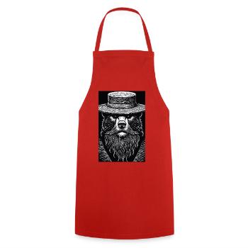 Le Grizzli silencieux - Tablier de cuisine - rouge - Devant - AI Model Male 185 dark (185cm)