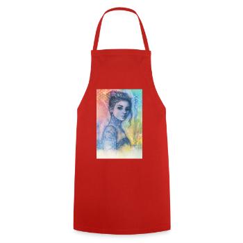Femme pop arc en ciel omikly tatoo bras crâne graf - Tablier de cuisine - rouge - Devant - AI Model Male 185 dark (185cm)