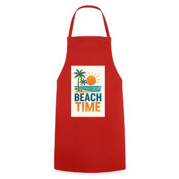 Beach Time - Palmen - Kochschürze - Rot - Vorne - AI Model Male 185 dark (185cm)