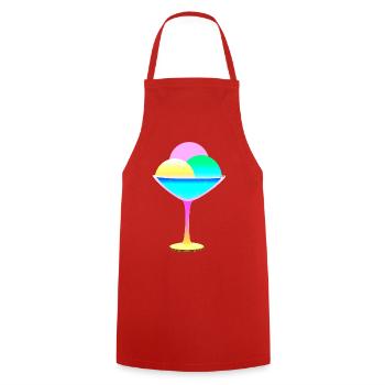 süßer bunter Eisbecher - sommerliche Leckerei - Kochschürze - Rot - Vorne - AI Model Male 185 dark (185cm)