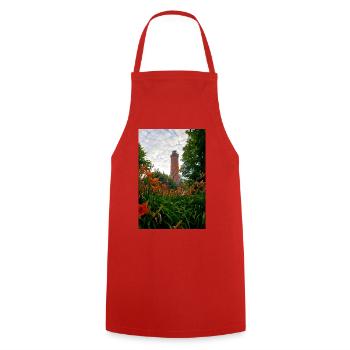 Gąski lighthouse, lighthouse, flowers - Cooking Apron - red - Front - AI Model Male 185 dark (185cm)