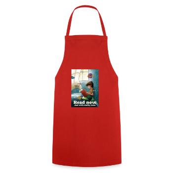 Reading below the surface - Cooking Apron - red - Front - AI Model Male 185 dark (185cm)