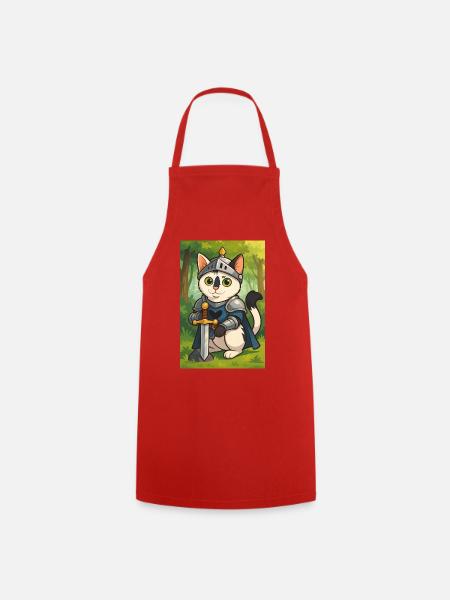 Katzenritter im Fantasy-Look - Kochschürze - Rot