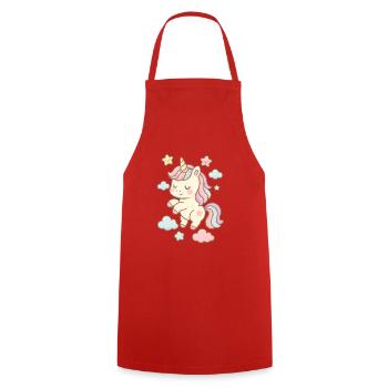 Belle illustration de licorne avec motif pastel - Tablier de cuisine - rouge - Devant - AI Model Male 185 dark (185cm)