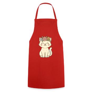 Blumenkranz Katze Charm - Kochschürze - Rot - Vorne - AI Model Male 185 dark (185cm)