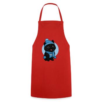 Cuddly Dog Winter Magic - Cooking Apron - red - Front - AI Model Male 185 dark (185cm)
