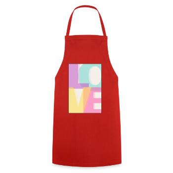 LOVE Pastel - Cooking Apron - red - Front - AI Model Male 185 dark (185cm)