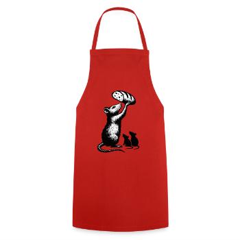 Rat lifting loaf of bread – graphic illustration - Cooking Apron - red - Front - AI Model Male 185 dark (185cm)